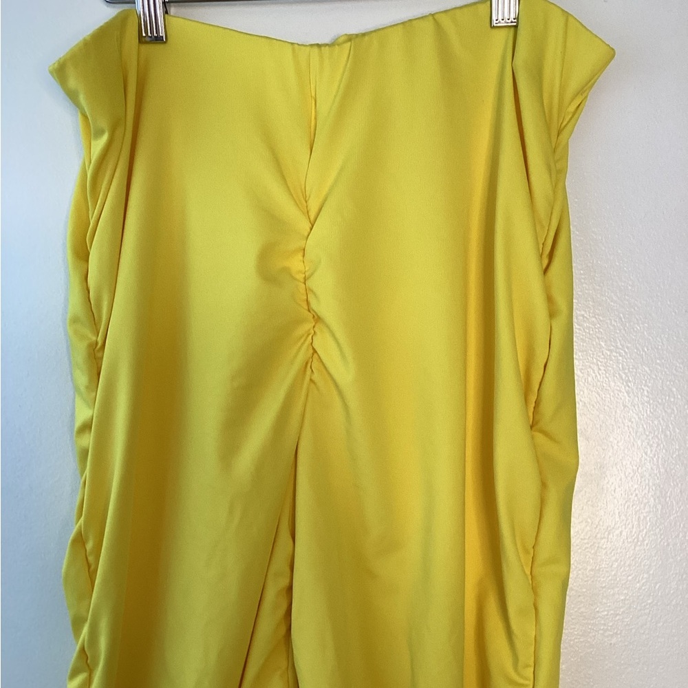 Wide Leg Ruched Yellow Jumpsuit - Picture 9 of 12